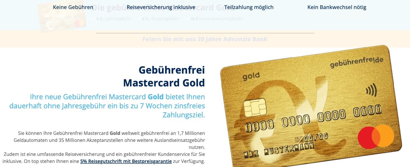 Advanzia Gebührenfrei Mastercard Gold
