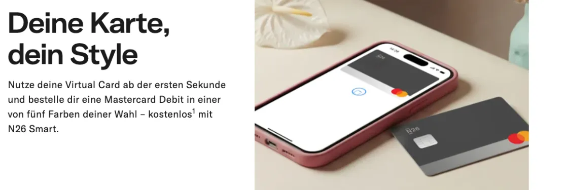N26 Smart mit kostenloser N26 Mastercard Debit und virtueller Karte